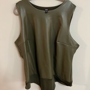 EXPRESS| body contour army green faux leather bodysuit